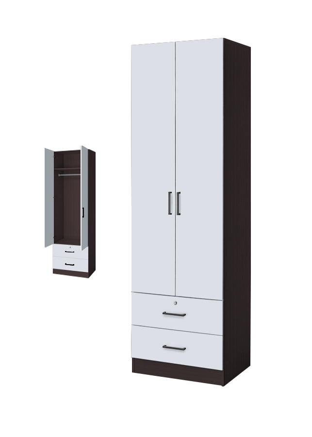 Kafka Series 2 Door Soft Closing Wardrobe Fully Laminated Back Panel in 6 Colours
