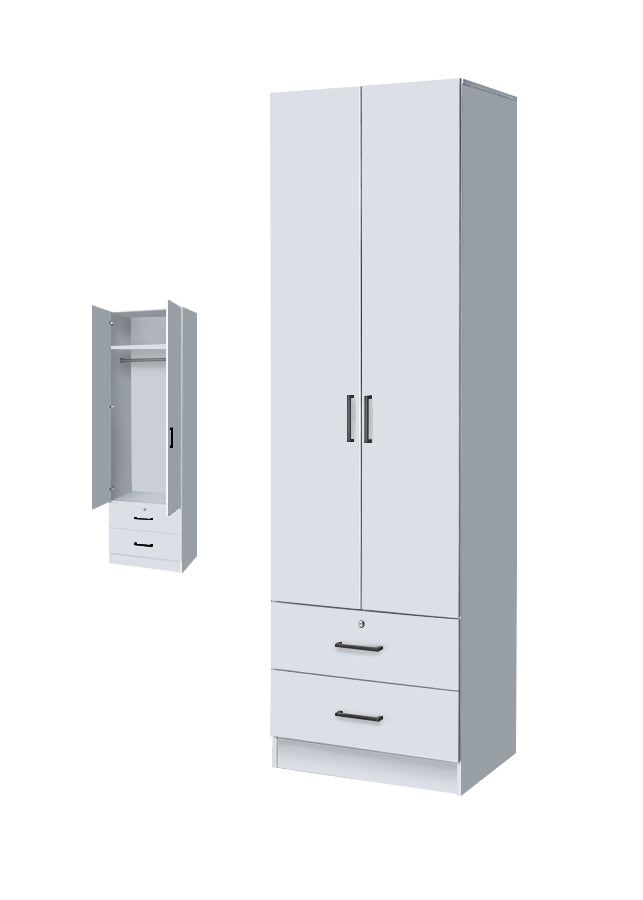 Kafka Series 2 Door Soft Closing Wardrobe Fully Laminated Back Panel in 6 Colours
