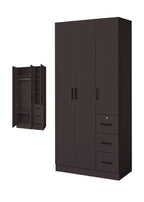 Serin Series 3 Door Soft Closing Wardrobe Fully Laminated Back Panel in 6 Colours