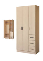 Serin Series 3 Door Soft Closing Wardrobe Fully Laminated Back Panel in 6 Colours