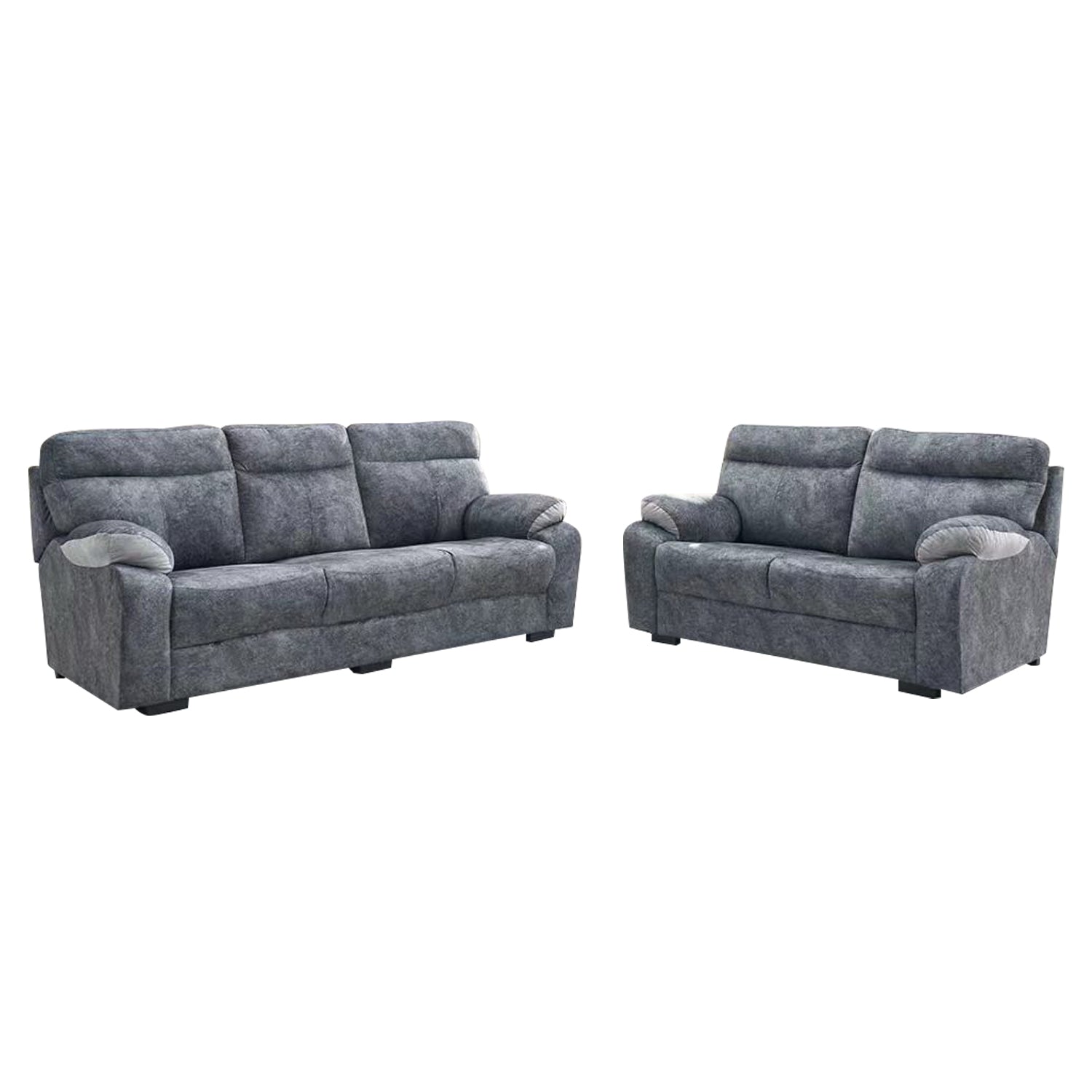 Janza Charcoal Fabric 1/2/3-Seater Left/Right L-Shaped Sofa in Charcoal Colour