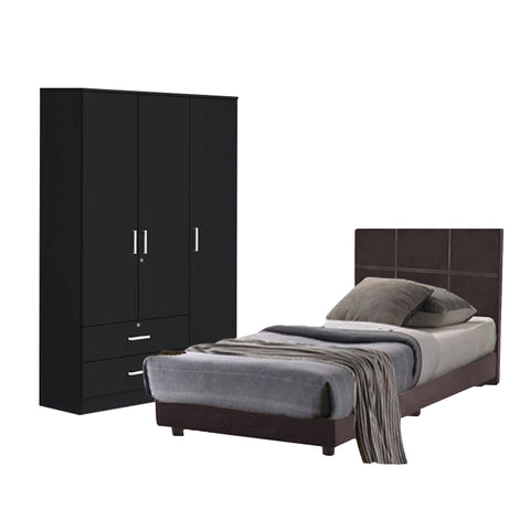 Image of Toluca Bedroom Set Series 2 Includes Wardrobe/Bed Frame/Mattress In Single And Super Single Size.Free Installation