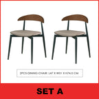 Markim 4/6 Seater Dining Set w/ Table and Chair RubberWood + Metal Legs in 2 Colours