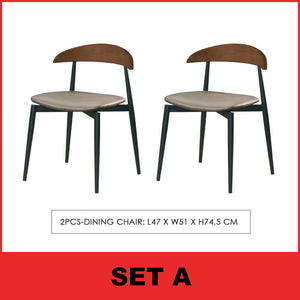 Markim 4/6 Seater Dining Set w/ Table and Chair RubberWood + Metal Legs in 2 Colours