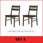 Jorgan 4/6 Seater Dining Set w/ Table, Chair & Bench Solid Rubber Wood in Walnut Colour