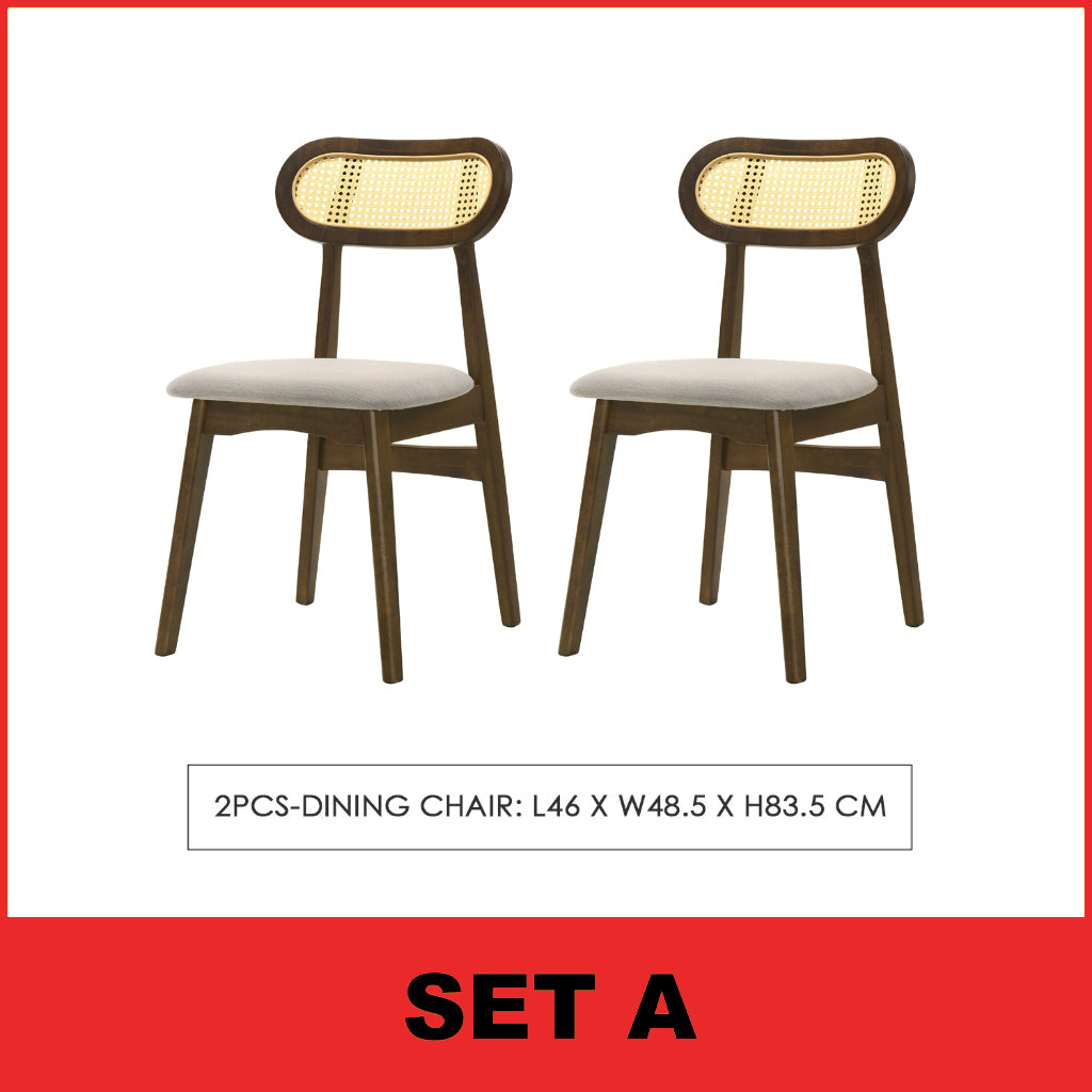 Radden 4/6 Seater Dining Set w/ Table, Chair & Bench Solid Rubber Wood in 2 Colours