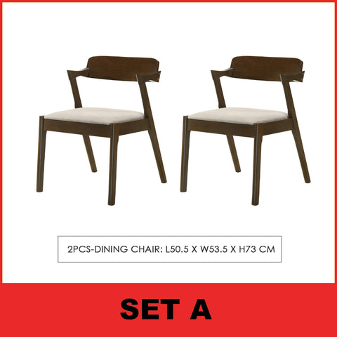 Image of Raco 4/6 Seater Nordic Dining Set w/ Table, Chair & Bench Solid Rubber Wood in 3 Colours