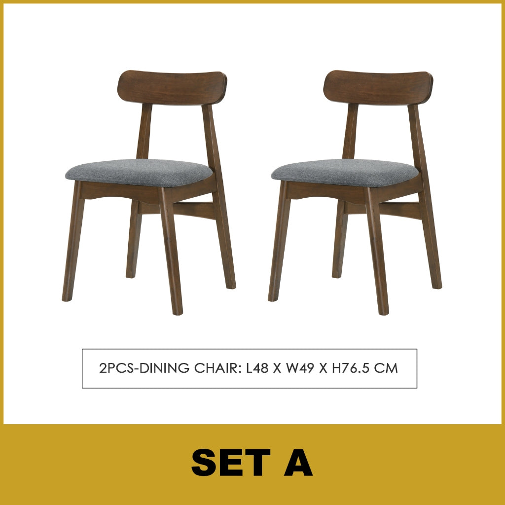 Fenza 4/6 Seater Nordic Dining Set w/ Table, Chair & Bench Solid Rubber Wood in 3 Colours