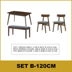 Fenza 4/6 Seater Nordic Dining Set w/ Table, Chair & Bench Solid Rubber Wood in 3 Colours