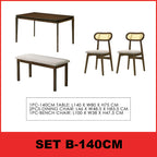 Radden 4/6 Seater Dining Set w/ Table, Chair & Bench Solid Rubber Wood in 2 Colours