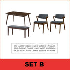 Xyrel Nordic Dining Set w/ Table, Chair & Bench Solid Rubber Wood in 3 Colours