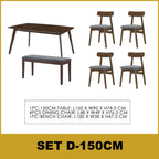 Fenza 4/6 Seater Nordic Dining Set w/ Table, Chair & Bench Solid Rubber Wood in 3 Colours