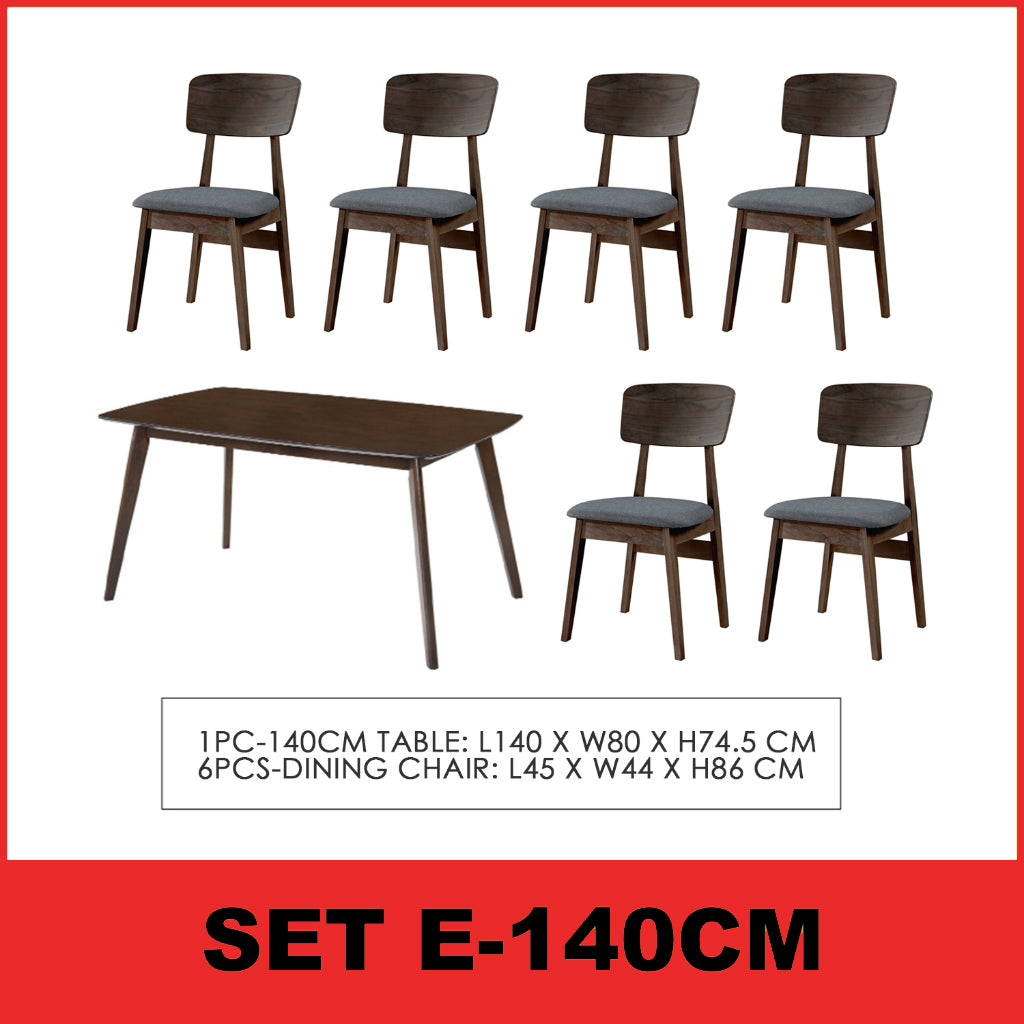 Zono Nordic Dining Set w/ Table, Chair & Bench Solid Rubber Wood in 2 Colours