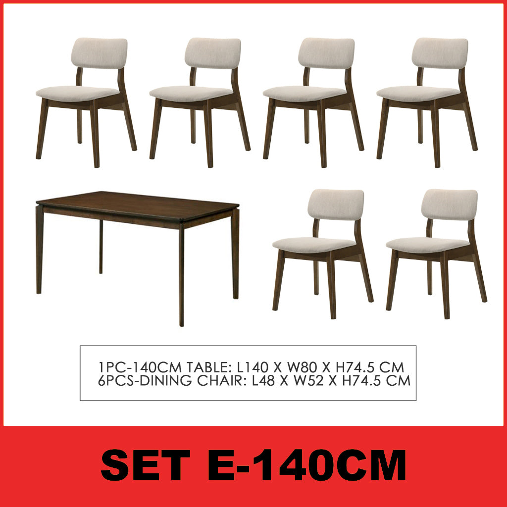 Wilton 4/6 Seater Dining Set w/ Table, Chair & Bench Solid Rubber Wood in 3 Colours