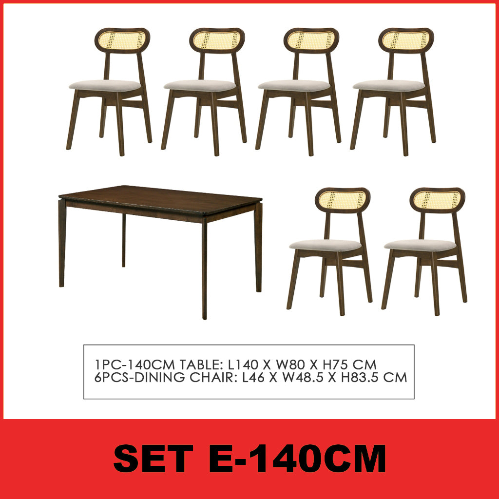 Radden 4/6 Seater Dining Set w/ Table, Chair & Bench Solid Rubber Wood in 2 Colours