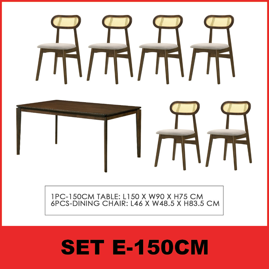 Radden 4/6 Seater Dining Set w/ Table, Chair & Bench Solid Rubber Wood in 2 Colours