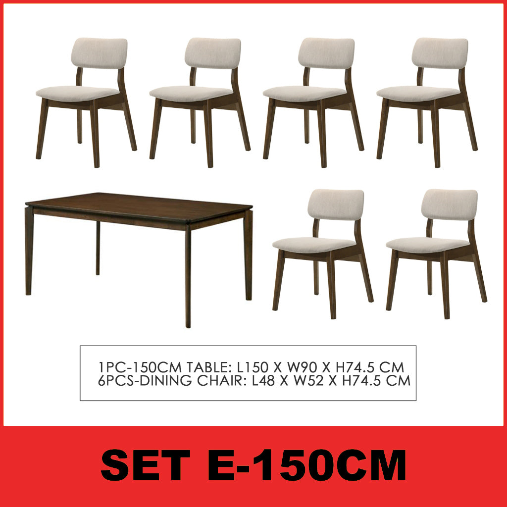 Wilton 4/6 Seater Dining Set w/ Table, Chair & Bench Solid Rubber Wood in 3 Colours
