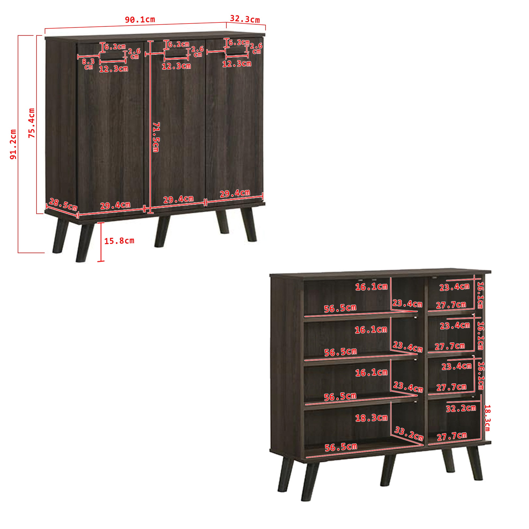 Miami 3 Door Shoe Cabinet In Wenge