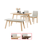 OGIVE Dining Set Table with Chair & Bench Pet-Friendly Fabric in Natural & Walnut Color
