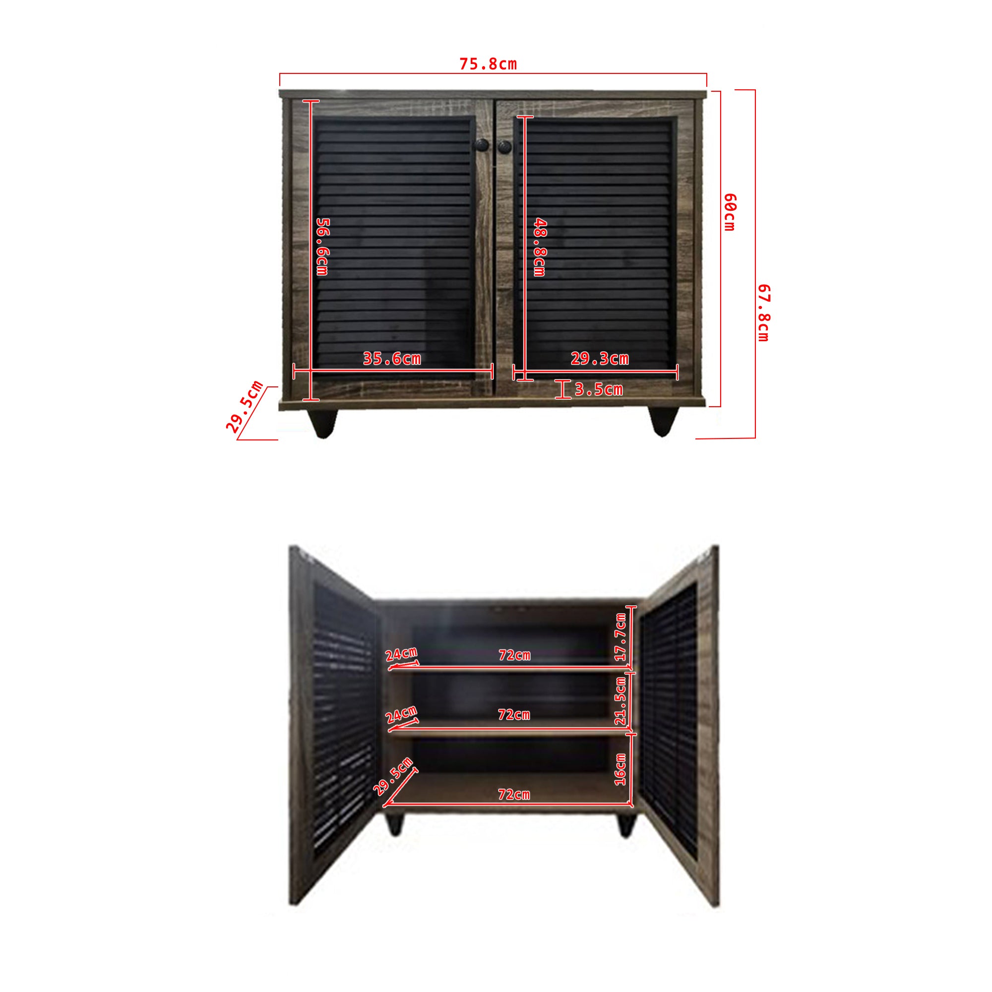 Miami 2 Door Shoe Cabinet In Brown/ Black