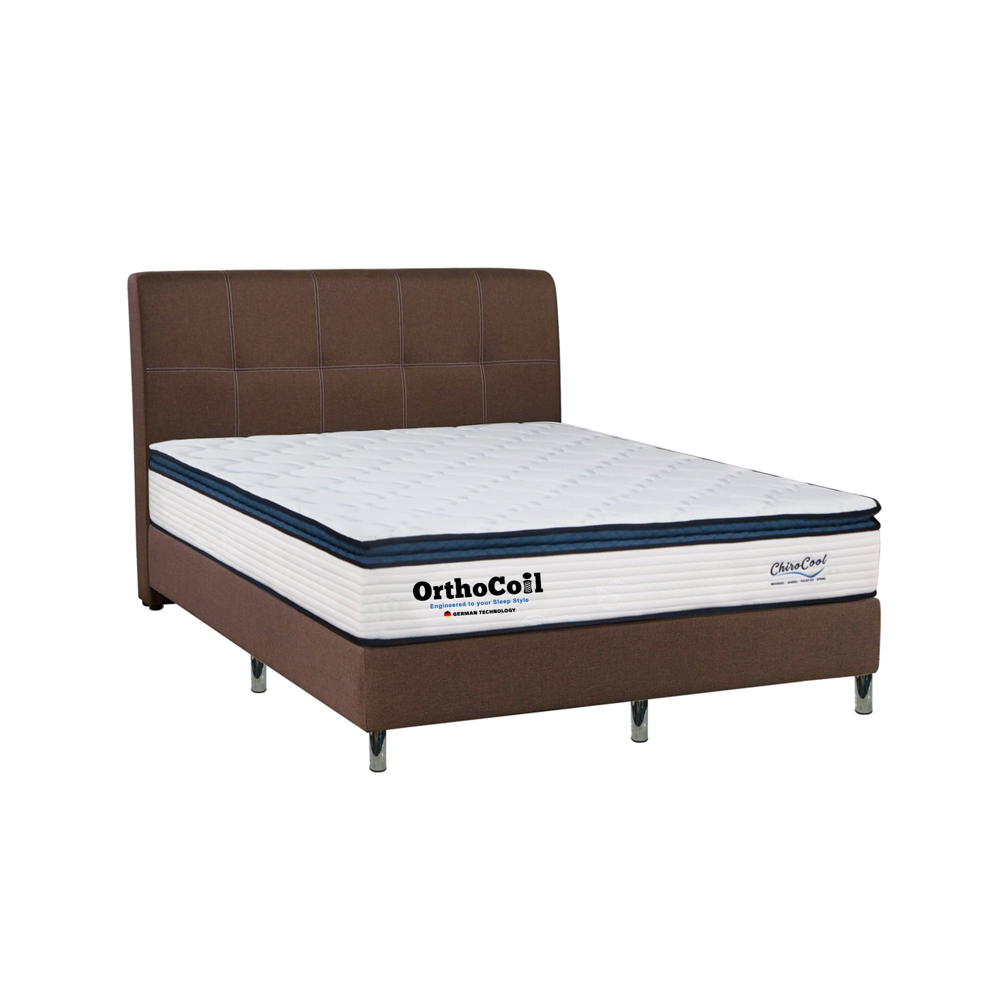 OrthoCoil Yesha Divan Bed Fabric/Faux Leather in 3 Colours All Sizes Available - With Mattress Add-On
