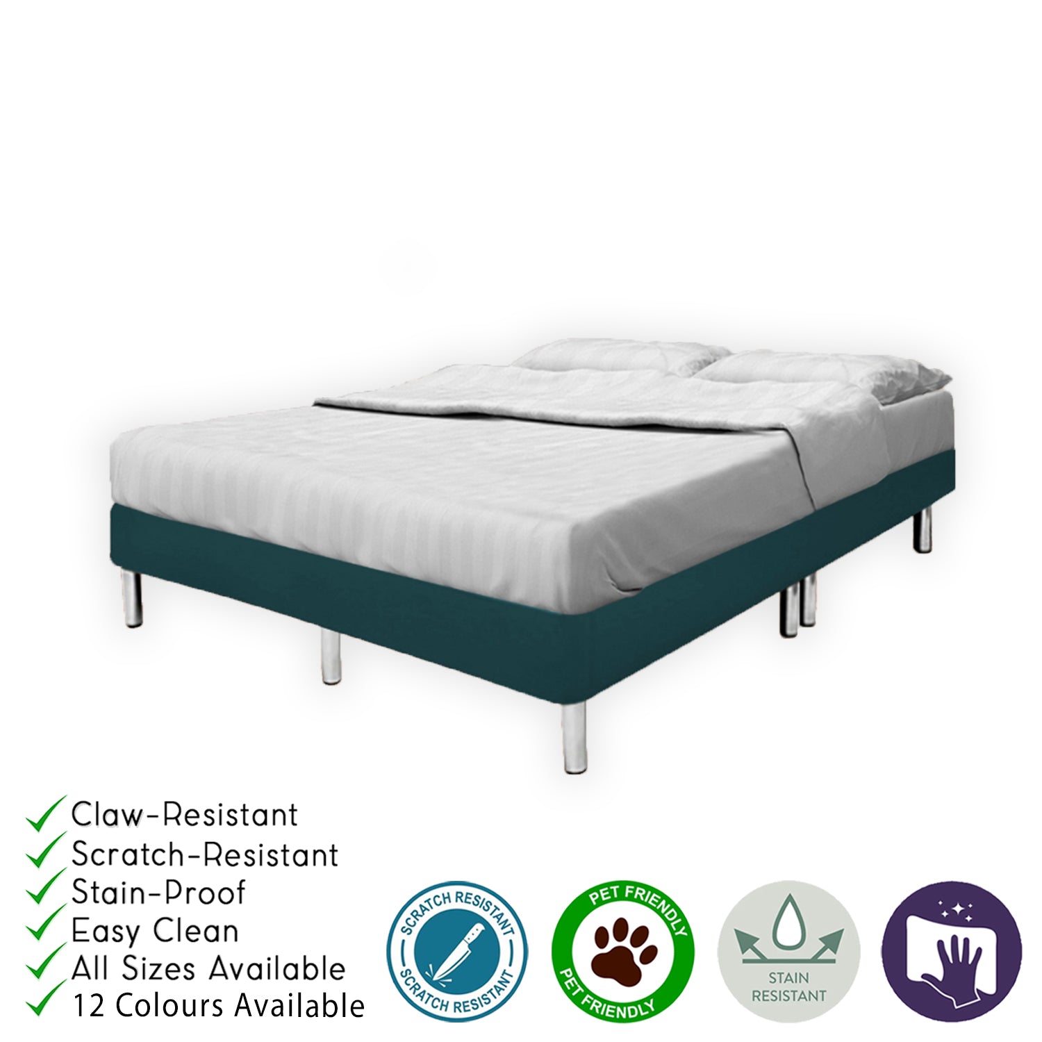 Frita Divan Bed Frame Pet Friendly Scratch-Resistant Fabric 12 Colours - All Sizes Available