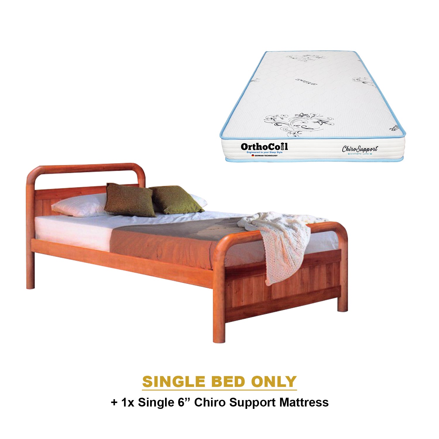 Nimfa Pull-Out Bed Single/Super Single Solid Rubberwood BedFrame w/ Mattress Option