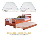 Nimfa Pull-Out Bed Single/Super Single Solid Rubberwood BedFrame w/ Mattress Option