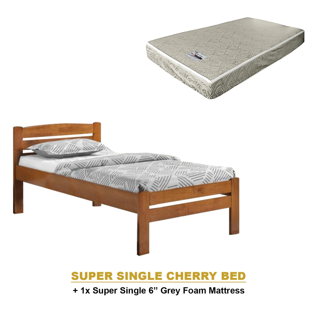 Margy Single Size Solid Rubberwood Bed Frame Flat Plywood Base with Pull-out Bed w/ Mattress Option