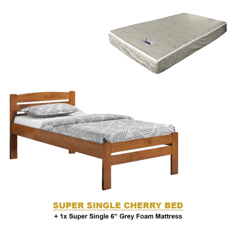 Image of Margy Single Size Solid Rubberwood Bed Frame Flat Plywood Base with Pull-out Bed w/ Mattress Option