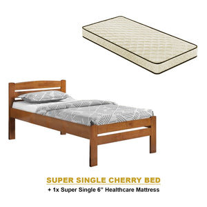 Margy Single Size Solid Rubberwood Bed Frame Flat Plywood Base with Pull-out Bed w/ Mattress Option