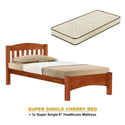 Image of Zelan Pull-Out Bed Single, Super Single Solid Rubberwood Bed Frame w/ Mattress Option