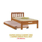 Potty Pull-Out Bed Single/Super Single Solid Rubberwood BedFrame w/ Mattress Option