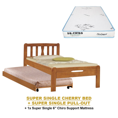 Image of Potty Pull-Out Bed Single/Super Single Solid Rubberwood BedFrame w/ Mattress Option