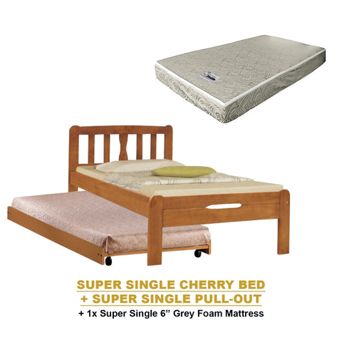 Image of Potty Pull-Out Bed Single/Super Single Solid Rubberwood BedFrame w/ Mattress Option