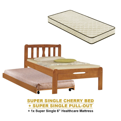 Image of Potty Pull-Out Bed Single/Super Single Solid Rubberwood BedFrame w/ Mattress Option