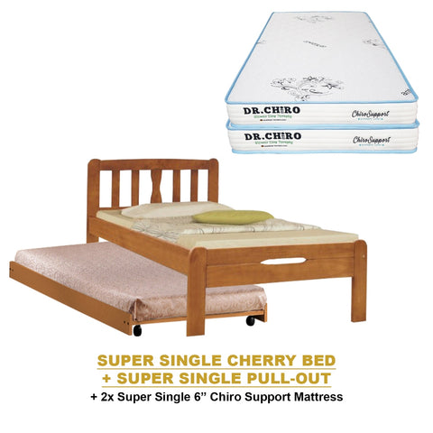 Image of Potty Pull-Out Bed Single/Super Single Solid Rubberwood BedFrame w/ Mattress Option