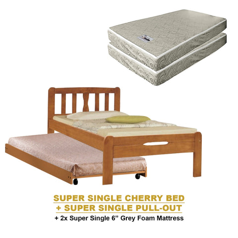 Image of Potty Pull-Out Bed Single/Super Single Solid Rubberwood BedFrame w/ Mattress Option