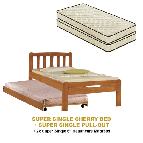 Image of Potty Pull-Out Bed Single/Super Single Solid Rubberwood BedFrame w/ Mattress Option