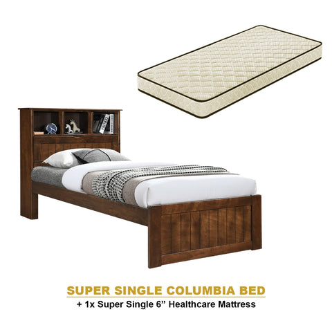 Image of Maria Pull-Out Bed Single, Super Single Solid Rubberwood Bed Frame w/ Mattress Option