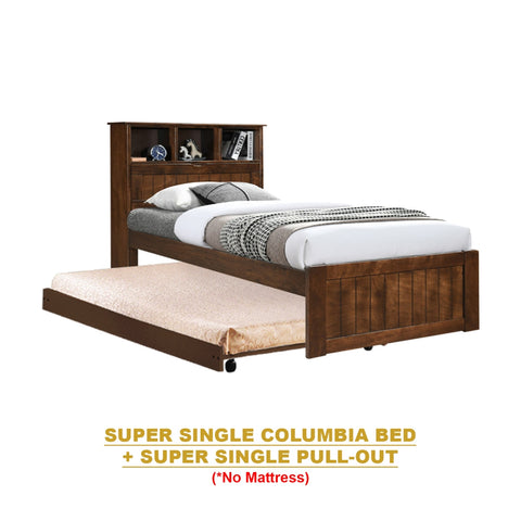 Image of Maria Pull-Out Bed Single, Super Single Solid Rubberwood Bed Frame w/ Mattress Option