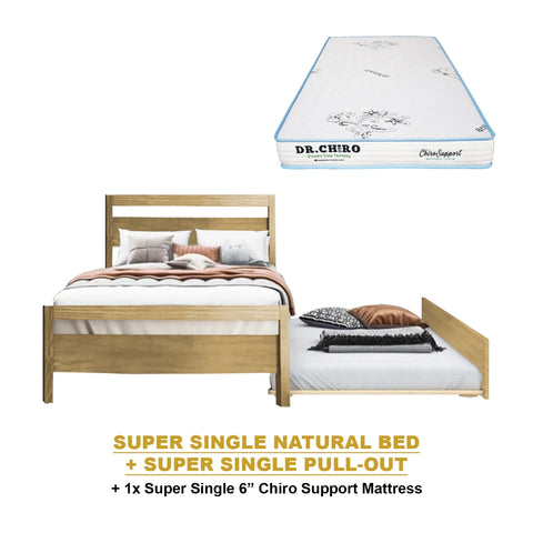 Image of Vinna Pull-Out Bed Single/Super Single Solid Rubberwood Bed Frame w/ Mattress Option