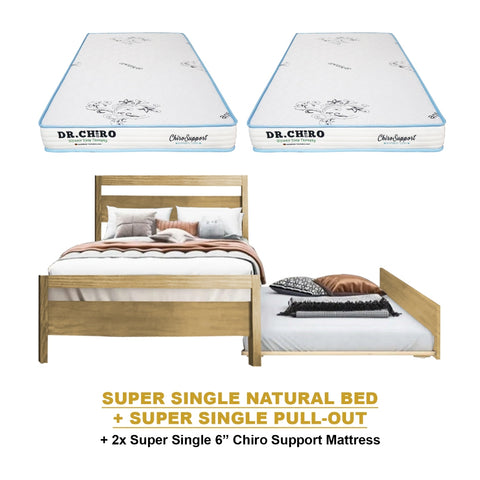 Image of Vinna Pull-Out Bed Single/Super Single Solid Rubberwood Bed Frame w/ Mattress Option