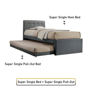 Sadie Single & Super Single Pull-Out Type Bed Frame Fabric and Faux Leather in 6 Colour