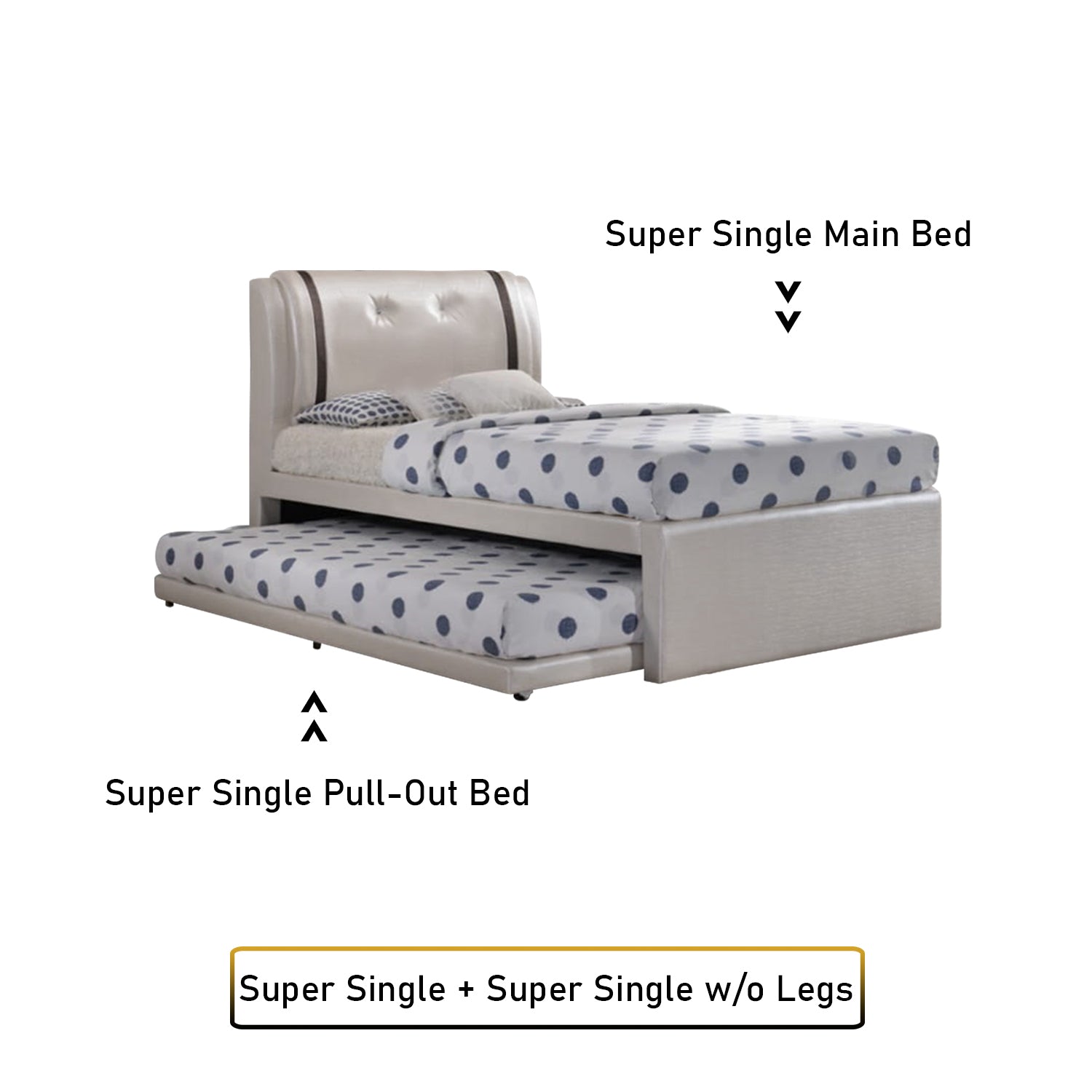 Amora Single and Super Single Pull Out Bed Frame with Mattress Bundle in 6 Colours