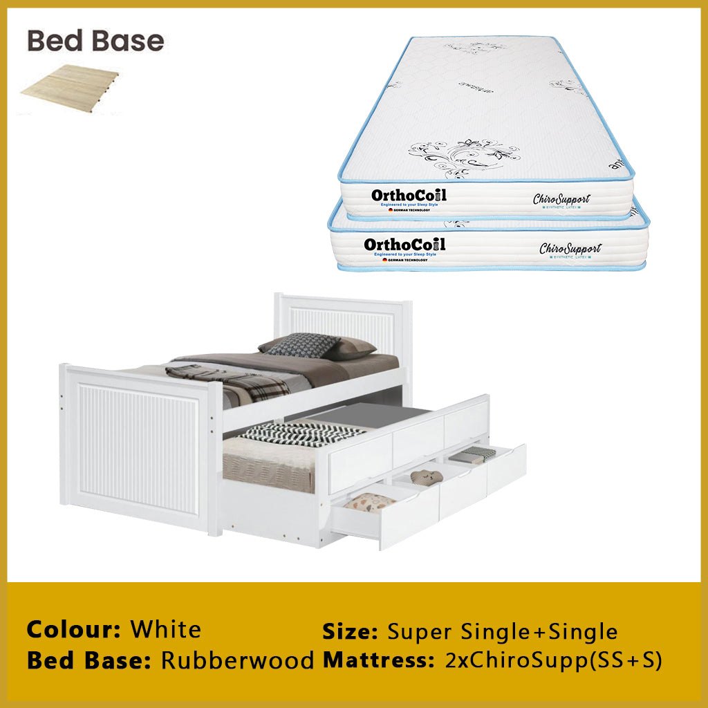 Nommi Single / Super Single Pull-Out Bed Frame with Drawers