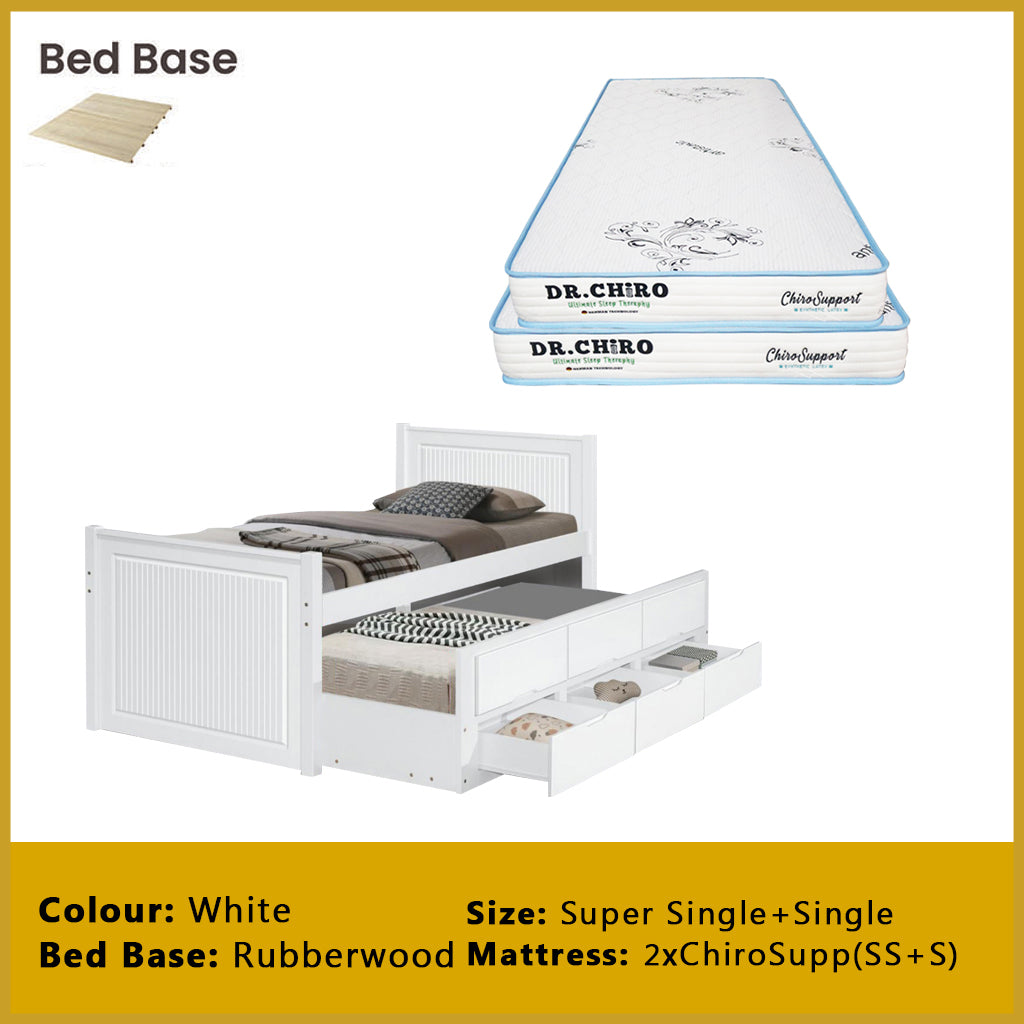 Nommi Single / Super Single Pull-Out Bed Frame with Drawers