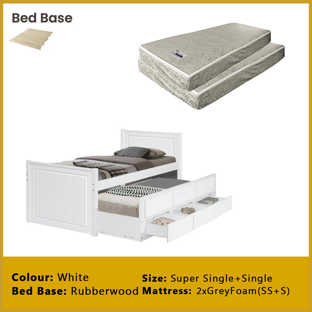 Nommi Single / Super Single Pull-Out Bed Frame with Drawers