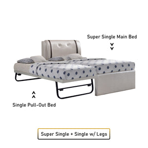 Amora Single and Super Single Pull Out Bed Frame with Mattress Bundle in 6 Colours