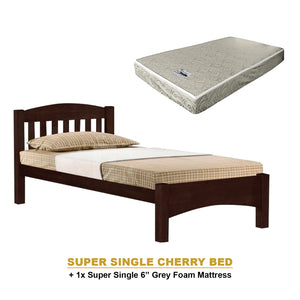 Zelan Pull-Out Bed Single, Super Single Solid Rubberwood Bed Frame w/ Mattress Option